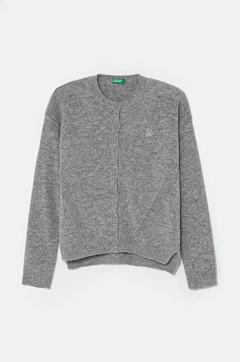United Colors of Benetton cardigan de lână pentru copii culoarea gri, light, 1244C500N