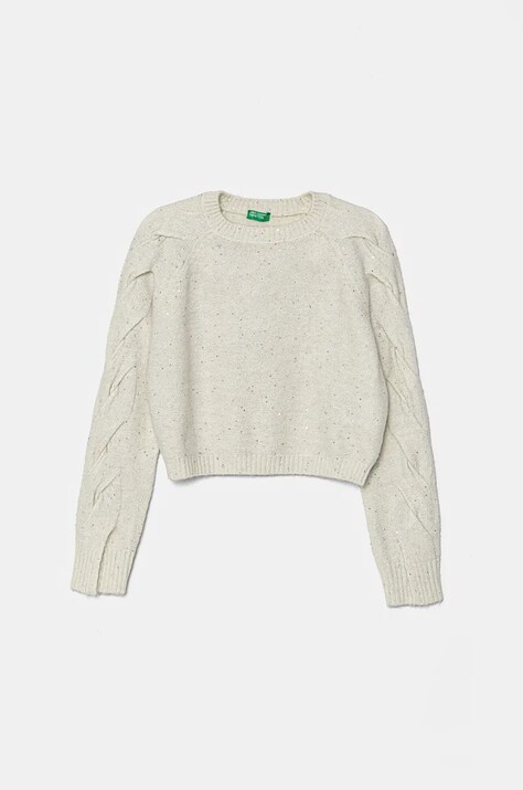 United Colors of Benetton pulover pentru copii din amestec de lana culoarea bej, light, 15V8C107D