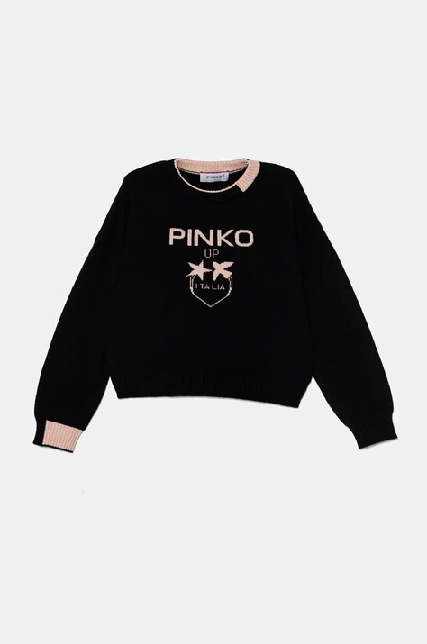 Дитячий светр Pinko Up колір чорний легкий F4PIBGJP108