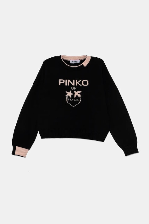 Detský sveter Pinko Up čierna farba, tenký, F4PIBGJP108
