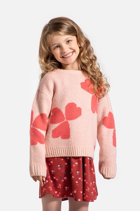 Coccodrillo sweter dziecięcy kolor różowy HEARTS GIRL KIDS
