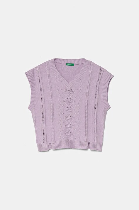Детская жилетка с добавлением шерсти United Colors of Benetton цвет фиолетовый лёгкий 1WUAC400I