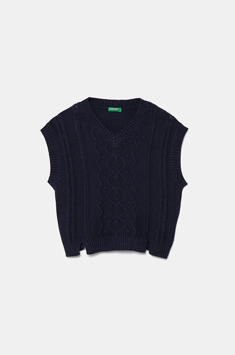 United Colors of Benetton vestă din amestec de lână pentru copii culoarea albastru marin, light, 1WUAC400I