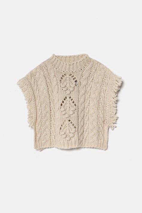 United Colors of Benetton poncho de lână pentru copii culoarea bej, 115HGU004