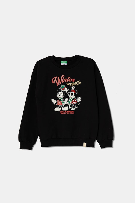 United Colors of Benetton bluza dziecięca kolor czarny z nadrukiem 3J73C10LB