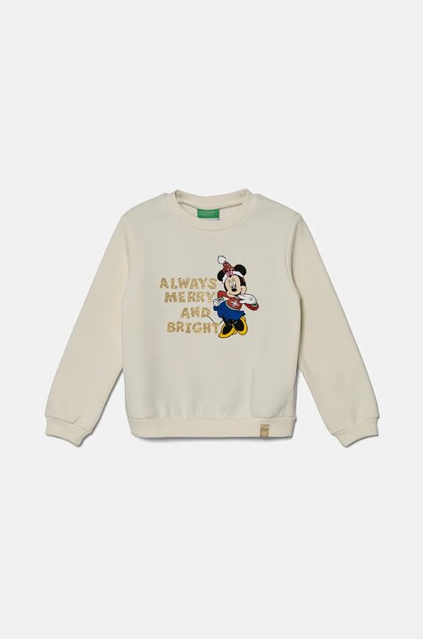 United Colors of Benetton bluza copii x Disney culoarea bej, cu imprimeu, 3J73G10GO