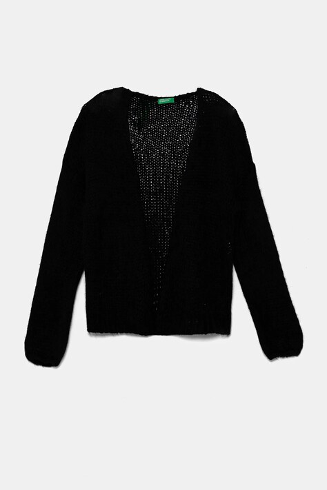 Kardigán s prímesou vlny United Colors of Benetton čierna farba, 136QC601M