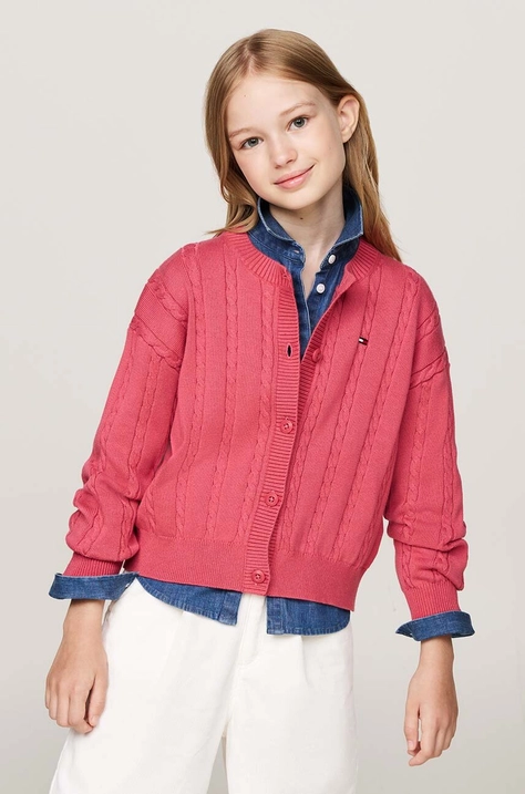 Tommy Hilfiger cardigan di cotone bambino/a colore rosso KG0KG08546