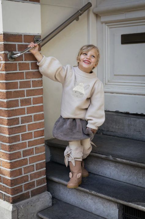 Детски вълнен пуловер Donsje Denna Merino Wool Sweater Bunny в бежово 4090701