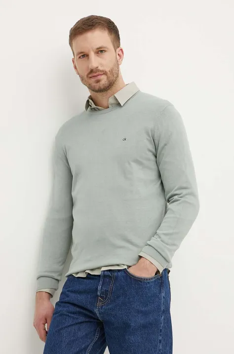 Calvin Klein sweter z domieszką jedwabiu kolor szary lekki K10K113549
