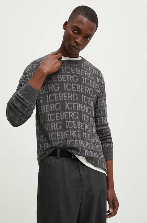 Iceberg pulover de lana barbati, culoarea gri, light, A002 7010