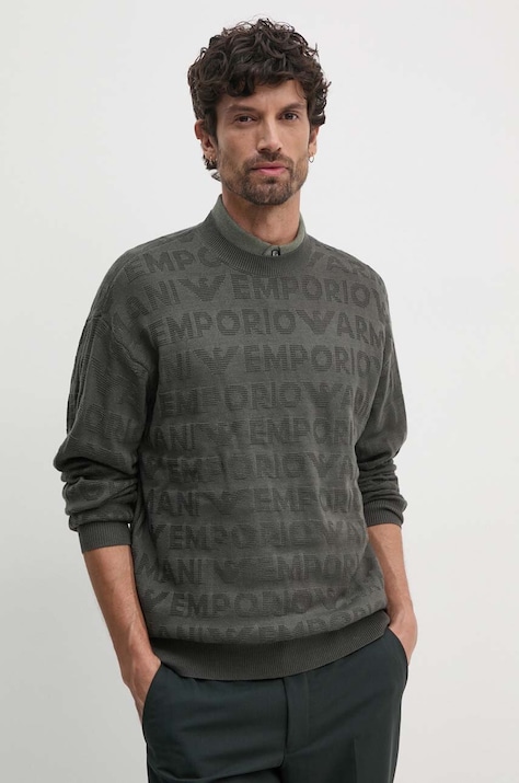 Vuneni pulover Emporio Armani za muškarce, boja: siva, lagani, 6D1MXK 1MJNZ