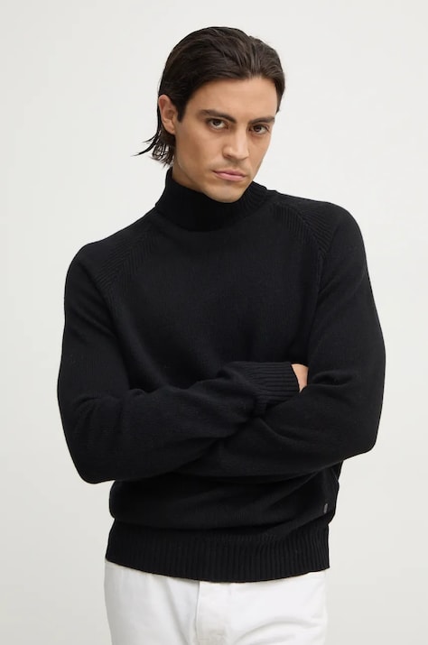 Liu Jo pulover de lana barbati, culoarea negru, cu guler, QF4018 MA37C