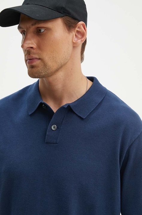 Levi's polo de bumbac culoarea albastru marin, neted, A7294