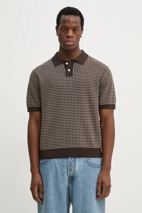 Levi's polo bawełniane kolor brązowy gładki A7294