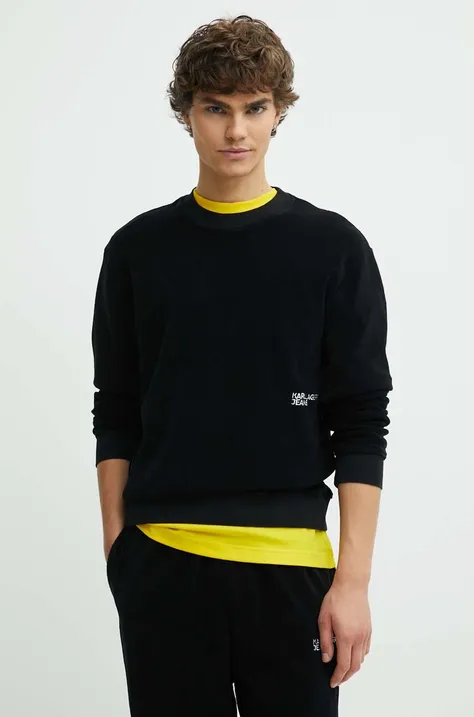 Хлопковая кофта Karl Lagerfeld Jeans мужская цвет чёрный с аппликацией 245D1800