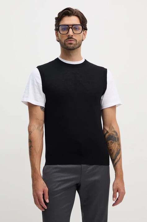 Вовняний жилет United Colors of Benetton колір чорний легкий 11AHU105Z