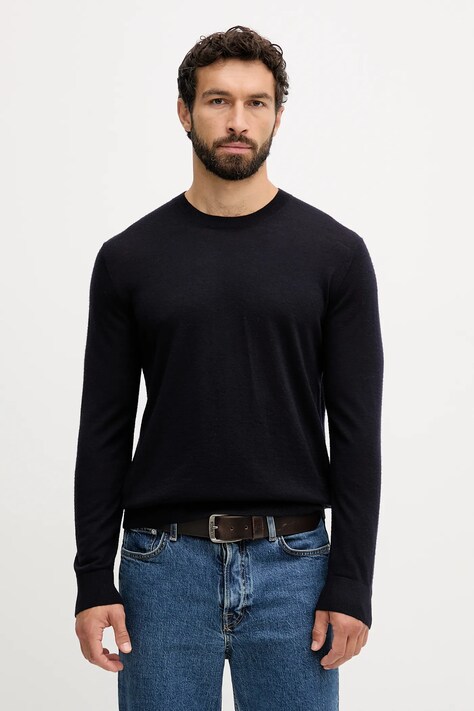 Шерстяной свитер United Colors of Benetton цвет синий лёгкий 11AHU1056