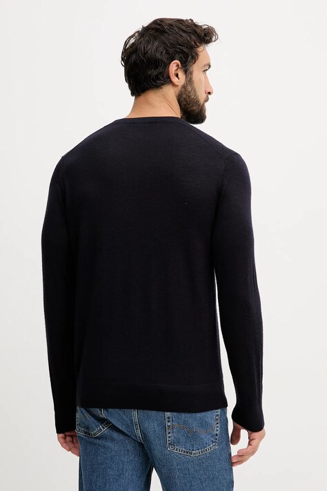 United Colors of Benetton sweter wełniany męski kolor granatowy lekki 11AHU1056