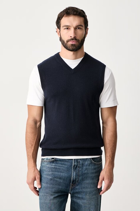 United Colors of Benetton Γιλέκο ανδρικό μάλλινο σκούρο μπλε 1002U400L