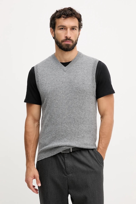 Шерстяной жилет United Colors of Benetton цвет чёрный лёгкий 1002U400L