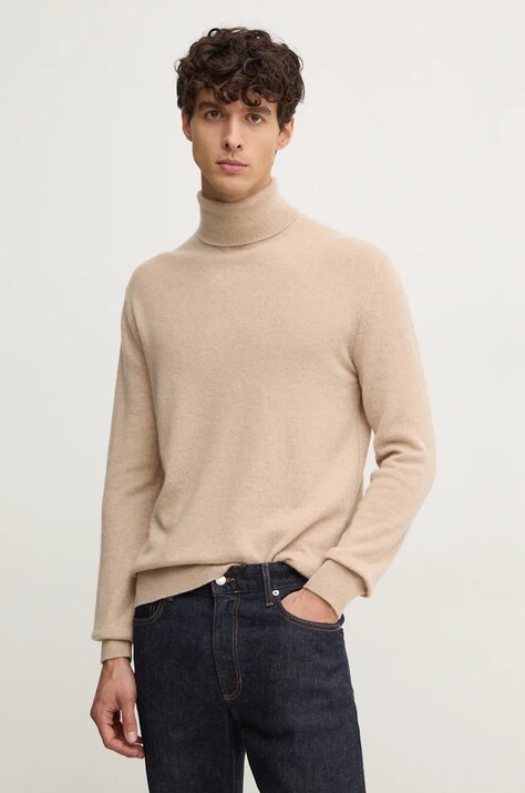 Pulover od kašmira United Colors of Benetton boja: bež, lagani, s dolčevitom, 1033U2011