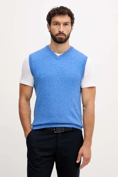 United Colors of Benetton sweter wełniany męski kolor niebieski lekki 1002U1G34