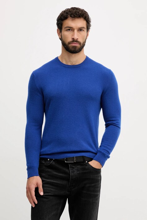 United Colors of Benetton sweter wełniany męski kolor niebieski lekki 1002U1G34
