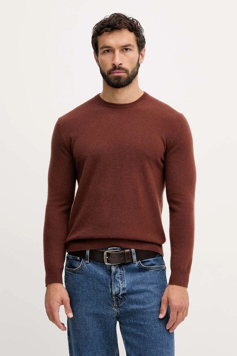 Шерстяной свитер United Colors of Benetton цвет коричневый лёгкий 1002U1G34