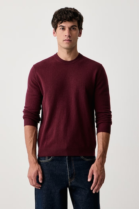 United Colors of Benetton Sveter pánsky vlnený burgundský 1002U1G34