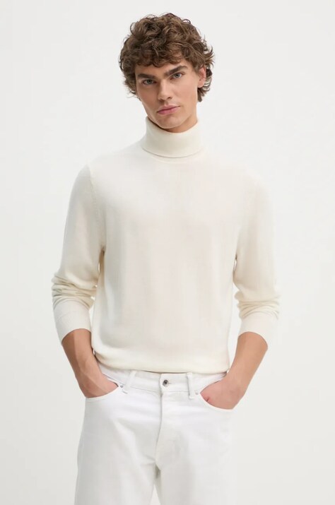 Кашемировый свитер Theory цвет белый лёгкий с гольфом N0888705