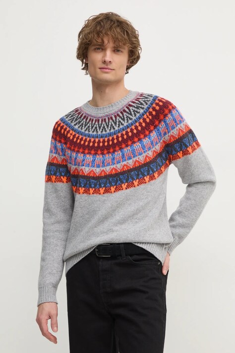 Svetr United Colors of Benetton pánský, šedá barva, 1144K108V