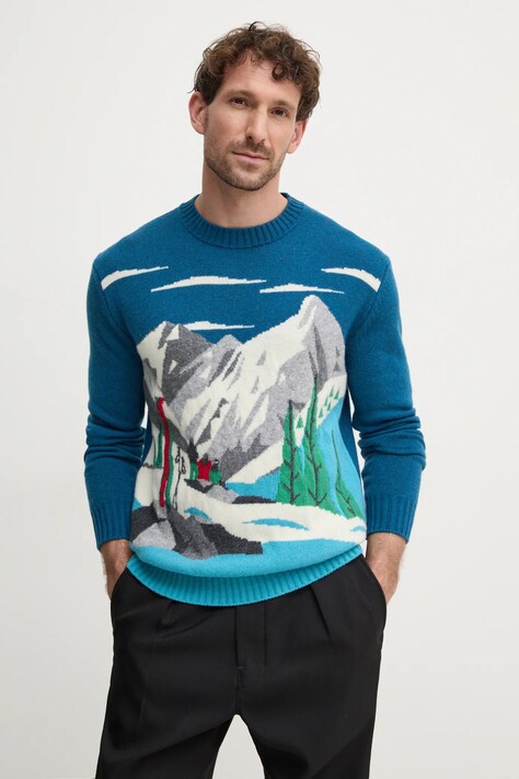 Вовняний светр United Colors of Benetton чоловічий колір бірюзовий  1244K108S