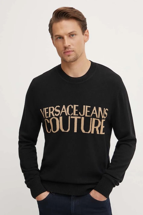 Μάλλινο πουλόβερ Versace Jeans Couture ανδρικό, χρώμα: μαύρο, 77GAFM01 CMH80