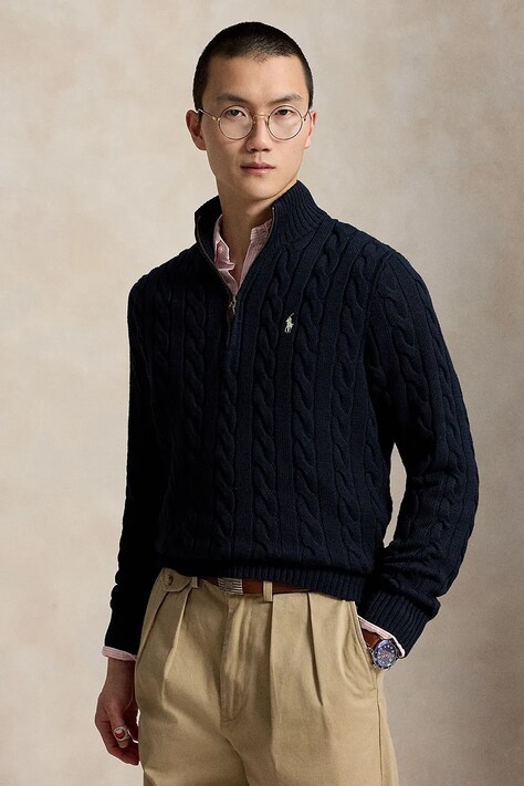 Polo Ralph Lauren Sweter męski bawełniany granatowy 710810841