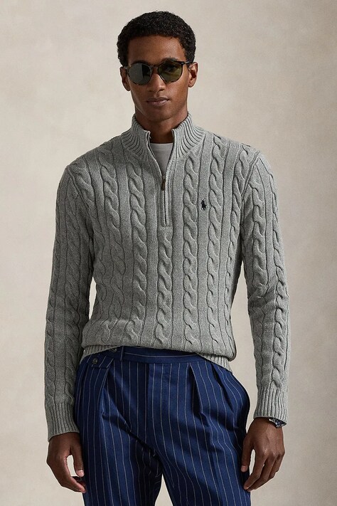 Бавовняний светр Polo Ralph Lauren колір бордовий півгольф 710810841