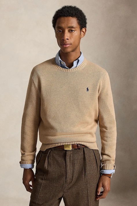 Polo Ralph Lauren Sweter męski bawełniany beżowy 710810846