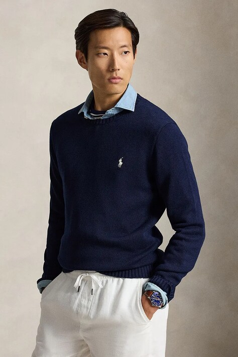 Polo Ralph Lauren sweter męski bawełniany granatowy 710810846