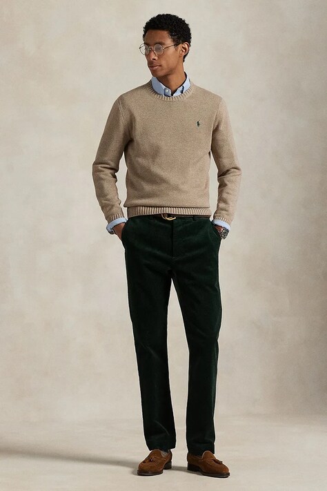 Polo Ralph Lauren sweter bawełniany kolor brązowy lekki 710810846