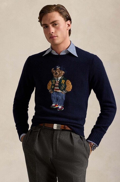 Вълнен пуловер Polo Ralph Lauren мъжки в тъмносиньо  710946138
