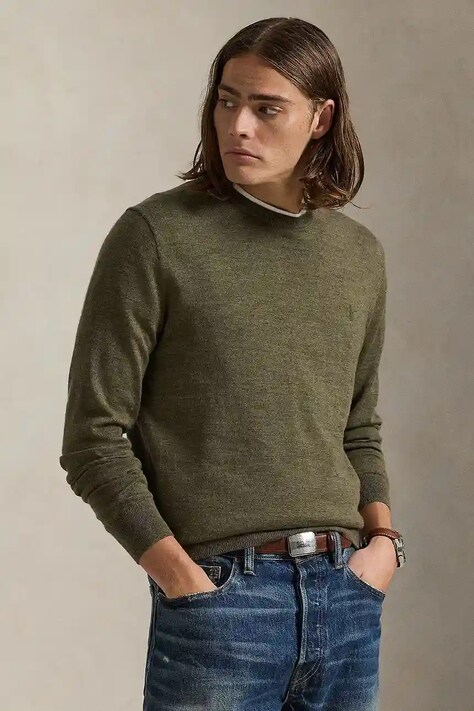 Μάλλινο πουλόβερ Polo Ralph Lauren ανδρικό, χρώμα: γκρι, 710946143