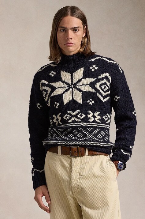 Polo Ralph Lauren pulover de lana barbati, călduros, cu guler, 710949302