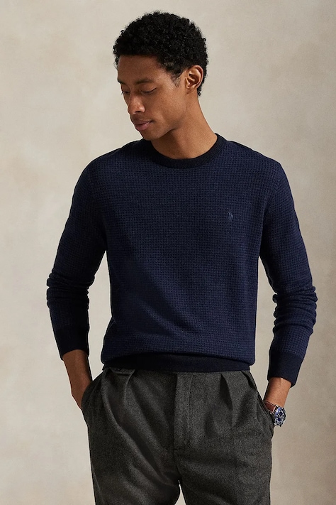 Vlněný svetr Polo Ralph Lauren pánský, šedá barva, 710949280