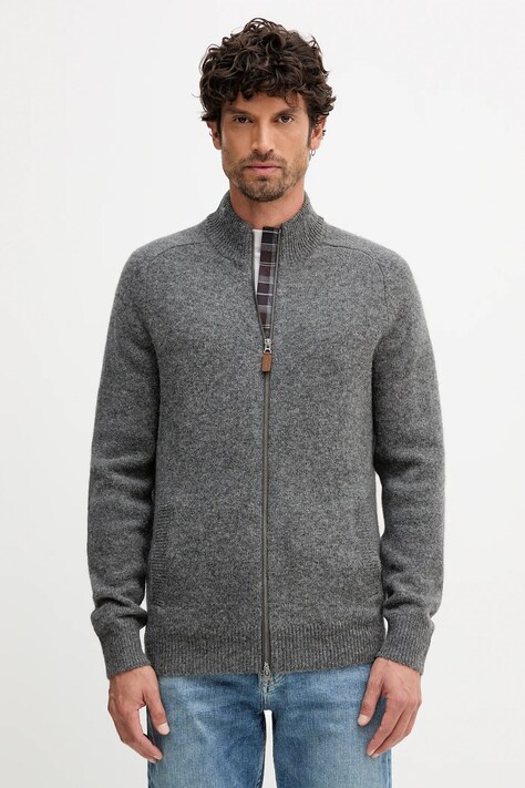Barbour sweter wełniany męski kolor szary MKN1590