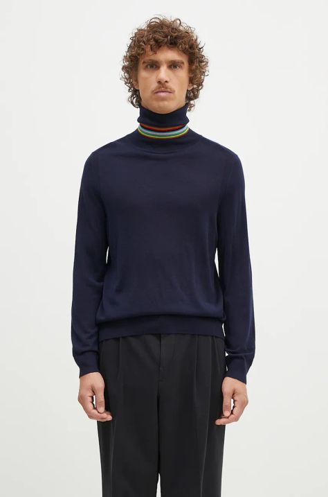 Paul Smith sweter wełniany męski kolor granatowy lekki z golferm M1R-565X-M02093