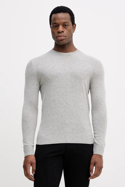 Sveter s prímesou vlny Sisley šedá farba, ľahký, 102HS1B17
