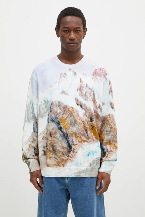 Vans sweter bawełniany Premium Classics LX Printed Knit Sweater kolor multicolor lekki VN000HMFWHT1