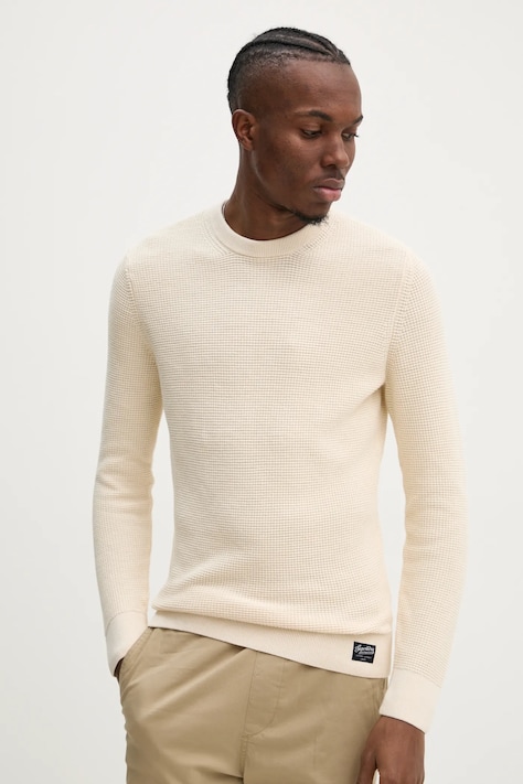 Бавовняний светр Superdry колір бежевий  M6110657A-6ZC