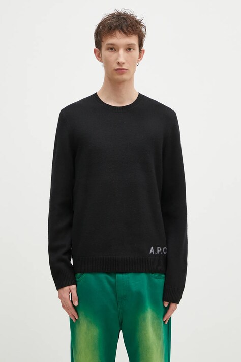 Вовняний светр A.P.C. Pull Edward чоловічий колір чорний  WVBDJ.H23059