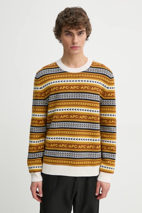 A.P.C. pulover de lana pull malcom barbati, culoarea maro, WVBDS.H23372